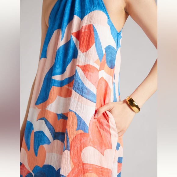 Maeve Flounces Ruffle Maxi Dress Blue Motif LP - Picture 2 of 3